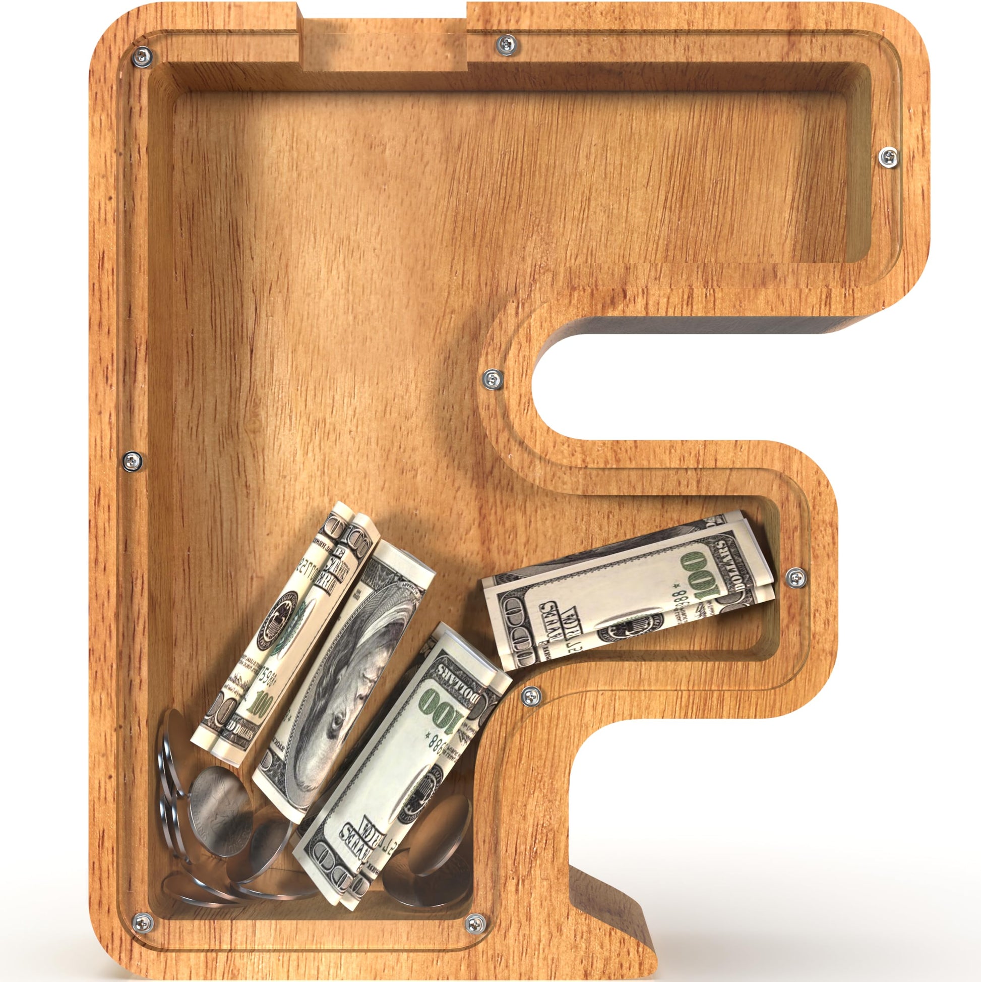 Sulevalt 12 Extra Large Wooden Letter Piggy Banks - Piggy Banks for Boys Girls Kids  Alphabet Money Banks with Initial F - Coin Banknote Bank Birthday/Christmas for Kids