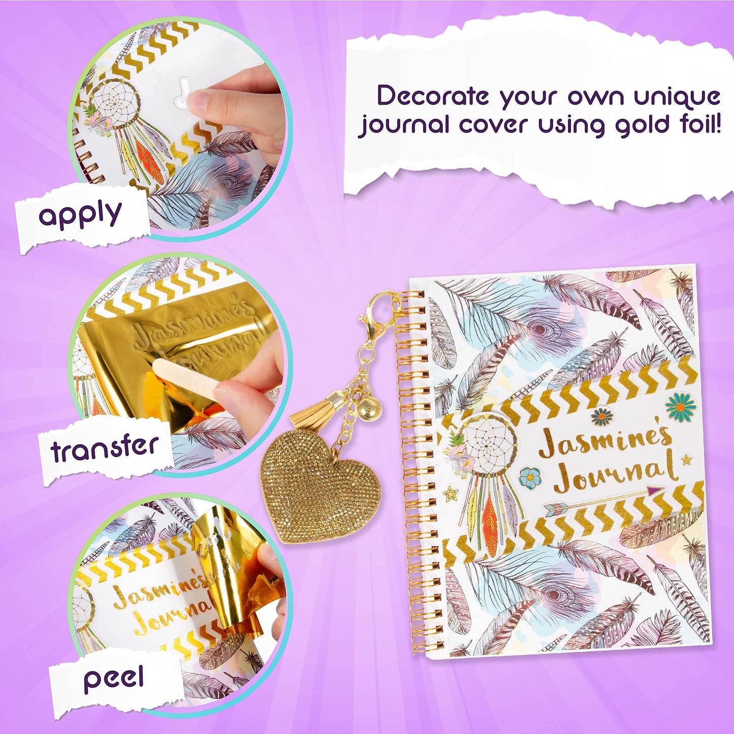 Good Vibes Journal DIY Set by Craft Vibes Only - Personalized Diary - Custom Journals for Girls - Creative Writing Scrapbook Kit