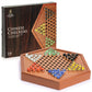 Wooden Chinese Checkers Halma Board Game Set - 12.7 Inches - With Drawers And Glass Marbles - Made By Yellow Mountain Imports