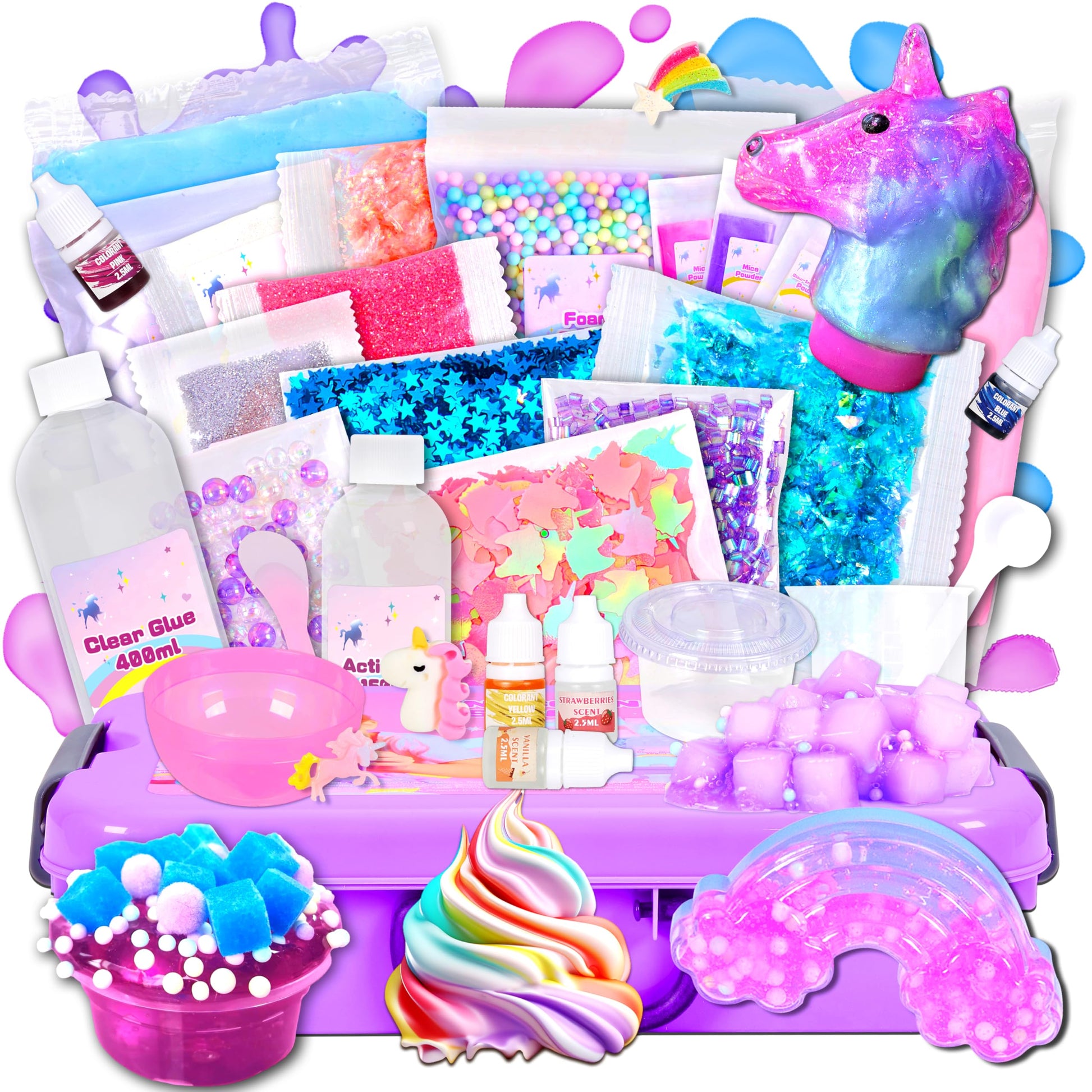 Slime Kit For Girls, Unicorn Slime Kit,Fluffy Slime Making Kit, Diy Slime Making Kits, Kids Slime Creation Kit And Super Birthda