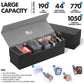 FunGuys Trading Card Deck Box - Holds 500+ Cards, Faux Leather, Black, 15 x 5 x 4.7, Model FGUG-TDB-L1R-DT