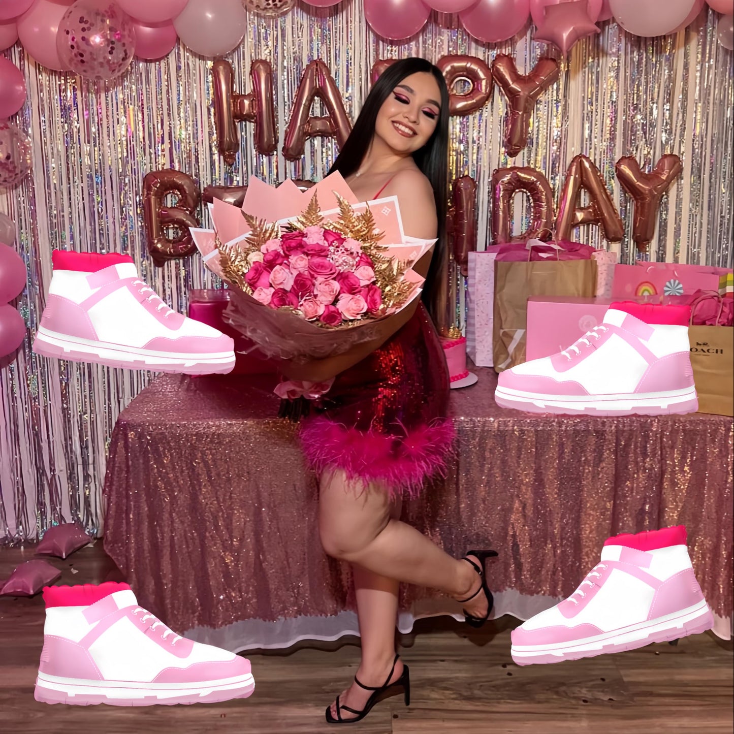 Girl Shoes Balloon/Basketball Shoes Sneaker Balloons/Girl Birthday Foil Balloon Princess Shoes/Mother'S Day Birthday Balloon/Bri