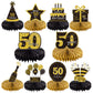 Gexolenu 10 Pcs 50Th Birthday Honeycomb Centerpieces Gold Black Cheers To 50 Years Birthday Centerpieces Tables Toppers For 50Th