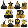 Gexolenu 10 Pcs 50Th Birthday Honeycomb Centerpieces Gold Black Cheers To 50 Years Birthday Centerpieces Tables Toppers For 50Th