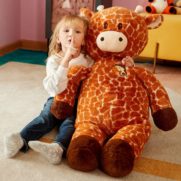 Ikasa Large Giraffe Stuffed Animal Plush Toy,Giant Cute Jumbo Soft Toys,Huge Big Size Fluffy Fat Plushie,Gifts For Kids (Brown,