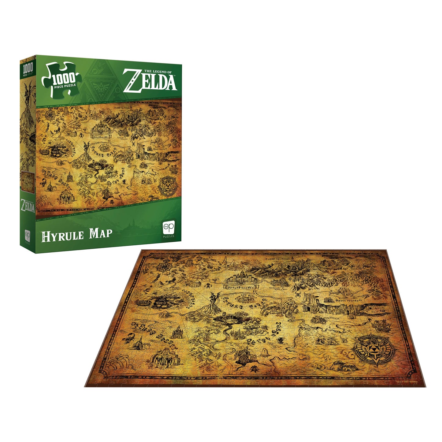 USAOPOLY The Legend of Zelda Hyrule Map Jigsaw Puzzle - 1,000 Pieces, Cardboard, Various Colours, Model TOP-PZ010