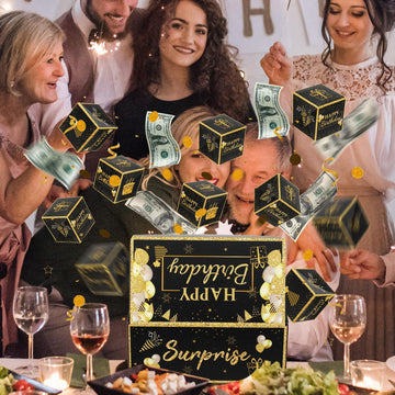 Jacyan Surprise Gift Box Explosion For Money Cash Birthday Money Box Exploding Gift Box, Money Surprise Box Explosion Party Gift Surprise 12 Folding Box Set Pop Up Bouncing Boxes For Men Women Kids