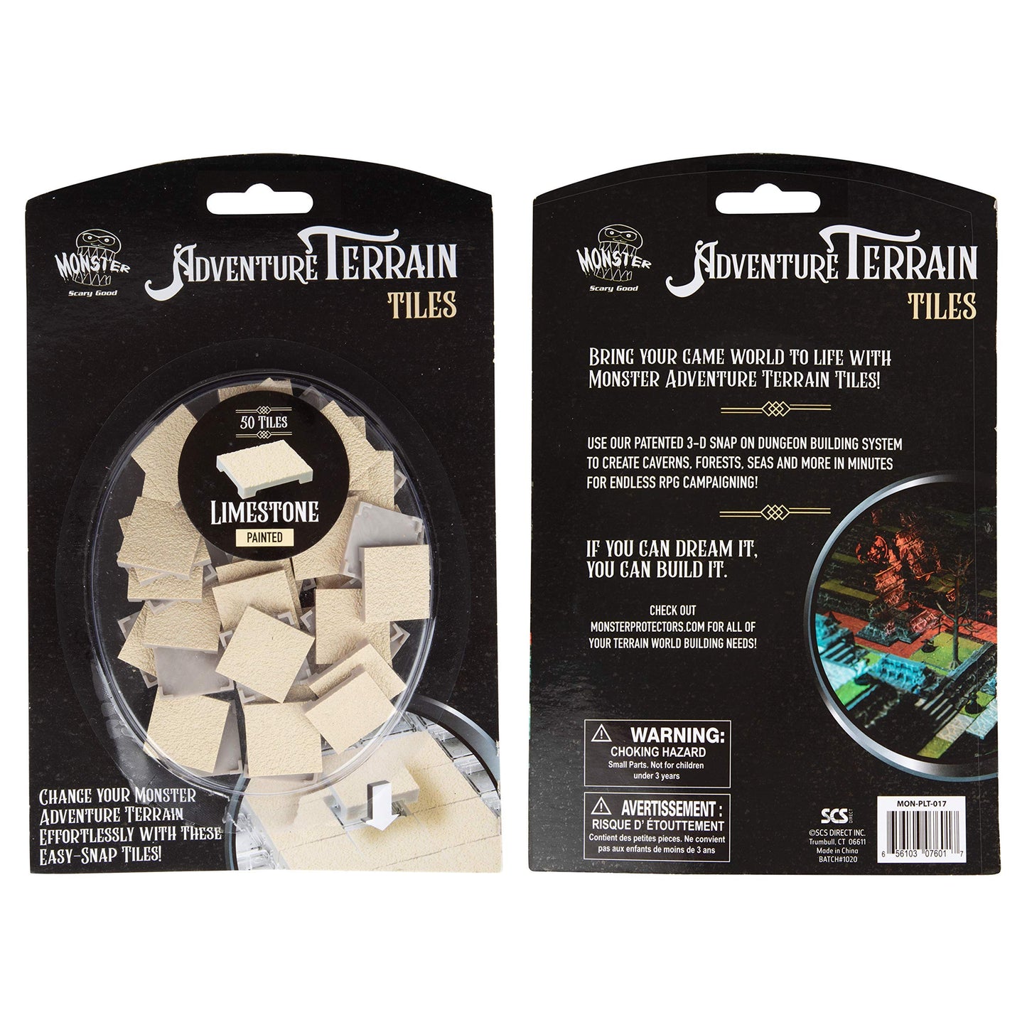 Monster Adventure Terrain- 50Pc Limestone Tile Expansion Pack- Hand-Painted 1X1 - Tile Set- Amazing Tabletop Terrain In Minute- Customize Your D&D And Pathfinder Dungeons