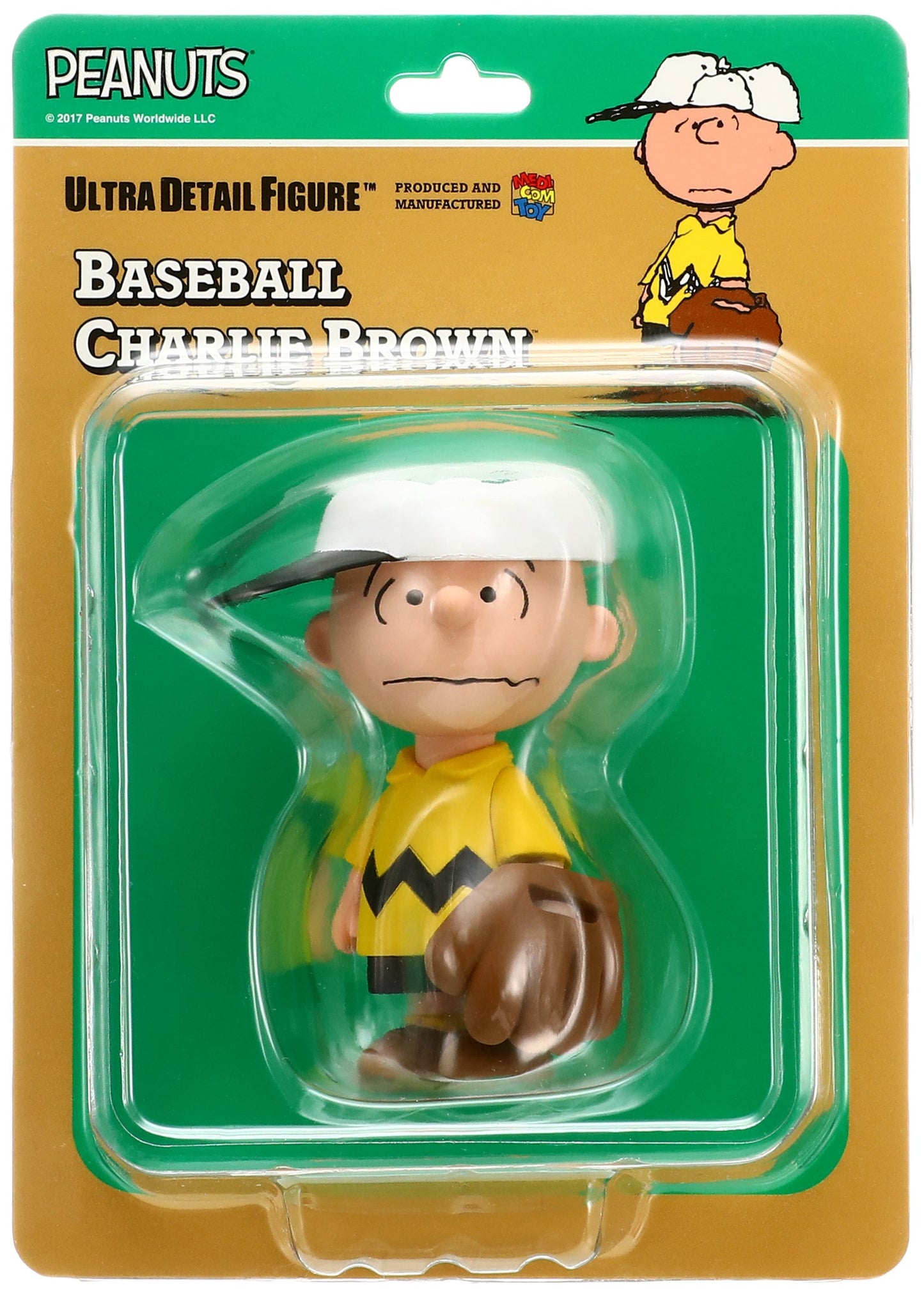 MEDICOM TOY Peanuts Series 6 Baseball Charlie Brown UDF Action Figure, Small, Brown, Model FEB178512, ABS PVC Material