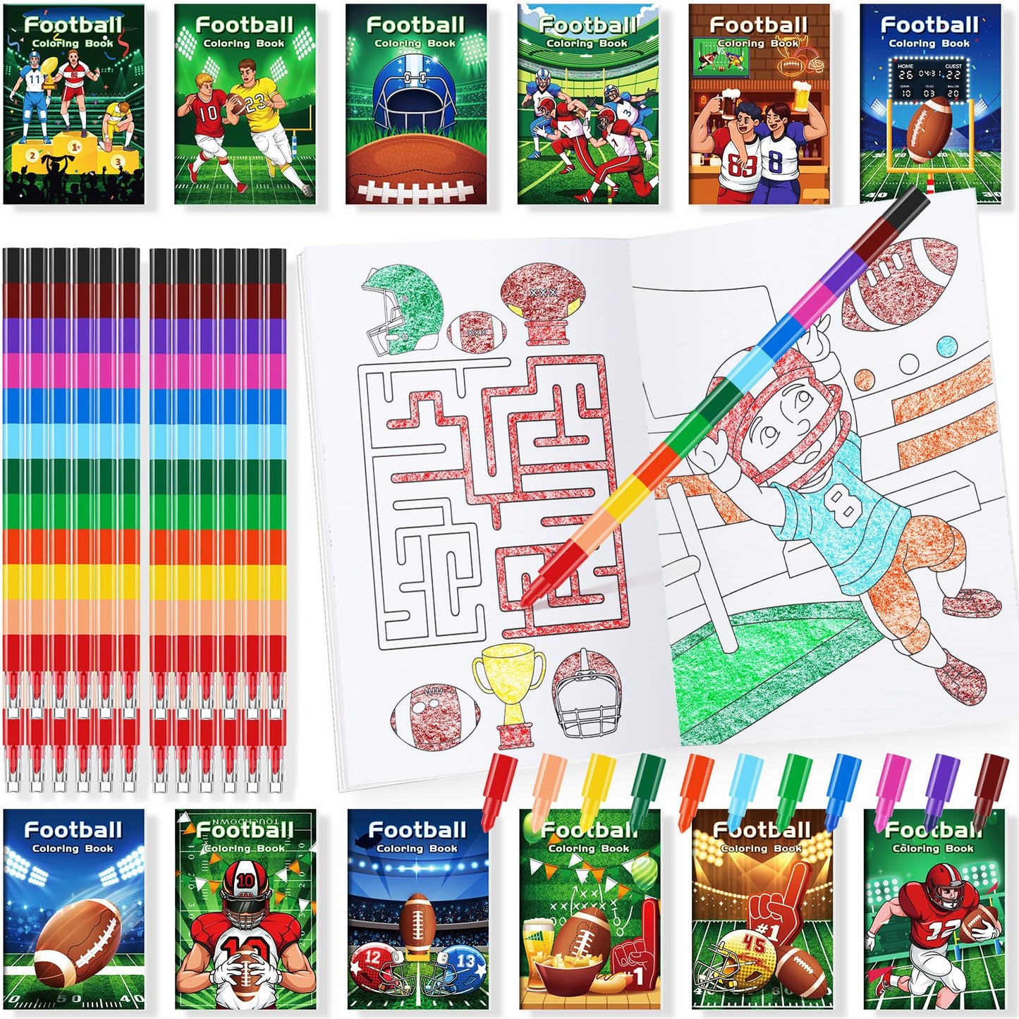 Ben Louis 24 Pcs Football Mini Coloring Books With 24 Crayons Sports Football Theme Party Favors Activity Books Bulk For Kids Bo