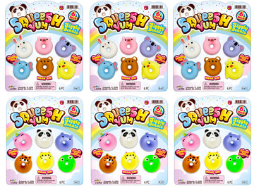 Ja-Ru Mini Mochi Squishy Animals (6 Pack) Cute Jiggly Donut Squishies For Kids & Adults, Boys & Girls. Stress Relief Fidget Gumm