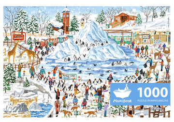 Momibook Puzzles For Adults 1000 Piece Jigsaw Puzzles Of Penguin Walk, Painting Image Winter Difficult Challenging Hard Impossib