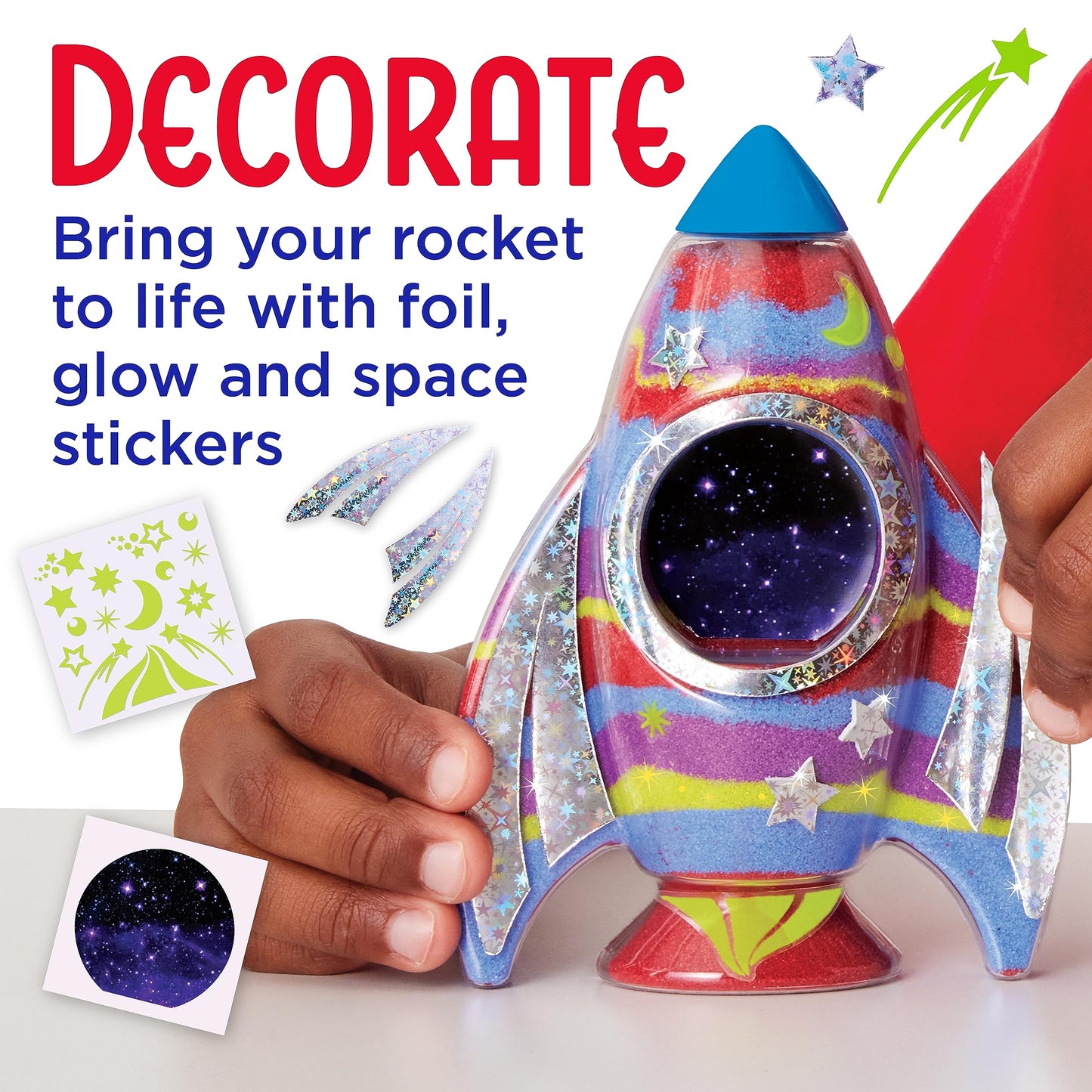Creativity for Kids Sand Art Kit - Rocket Ship - Glow in the Dark, Large Size - DIY Space Toys for Boys (Ages 6+) - Model 6392000