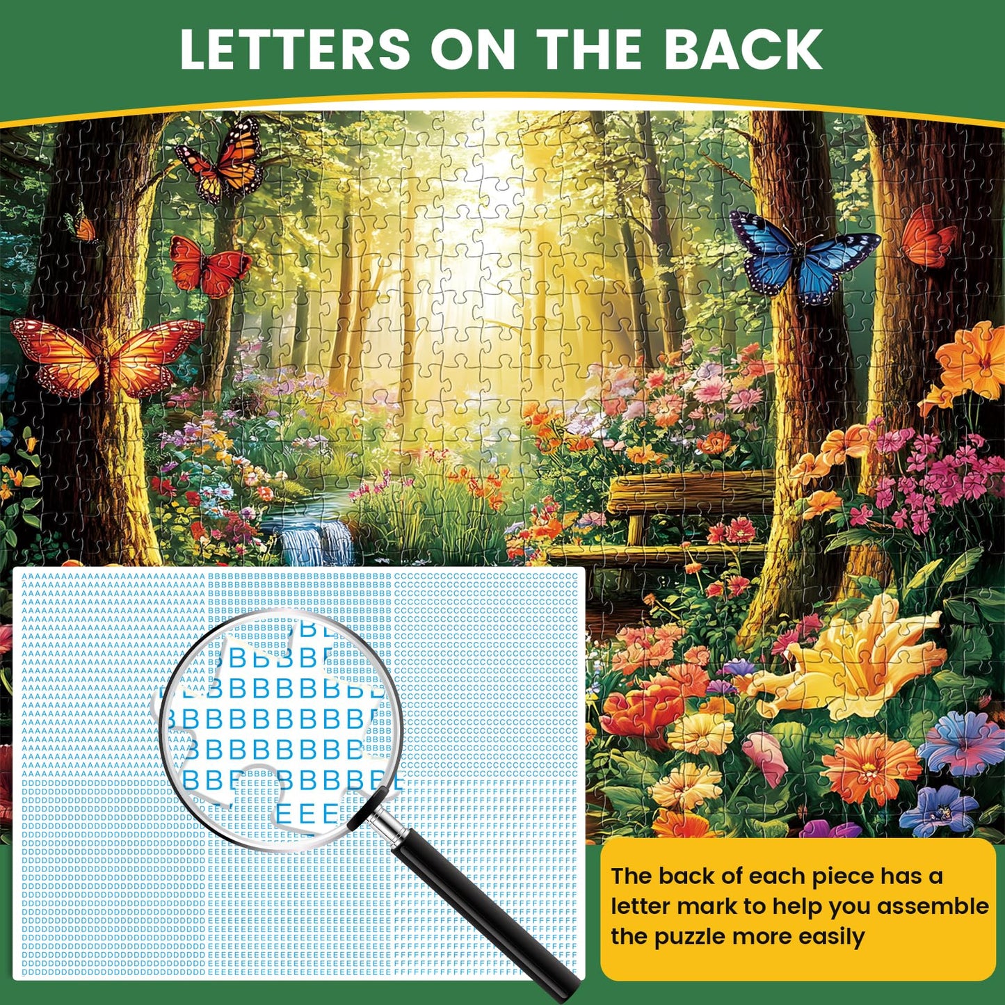 500 Piece Jigsaw Puzzle for mature-themeds  Forest Butterfly Jigsaw Puzzle 500 Piece Forest Jigsaw Puzzles for mature-themed Butterfly Puzzles for mature-themeds - Challenging Family Activity Gift 20.5 x 15 Inch