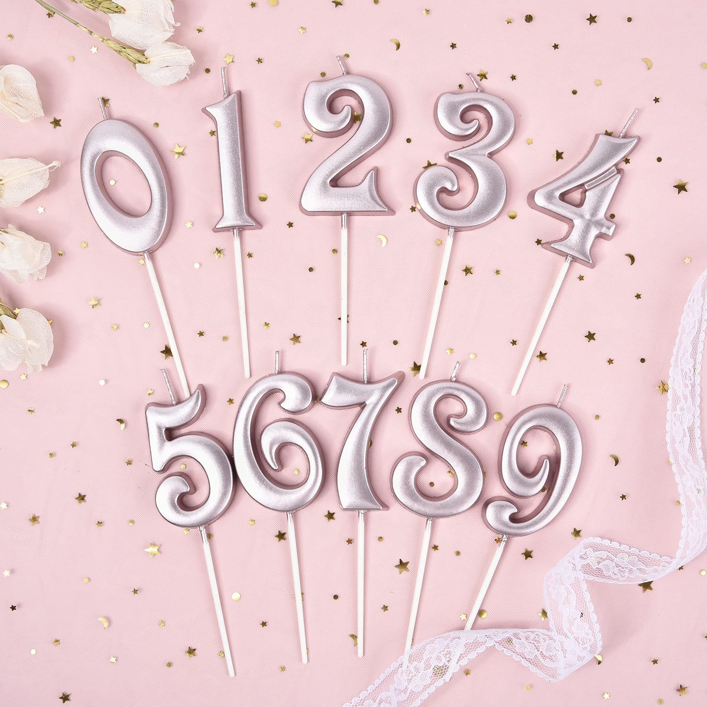 PHD CAKE 2.76 Inch Elegant Rose Gold 1 Number Birthday Candles, Rose Gold Number Candles, Cake Number Candles, Party Celebration