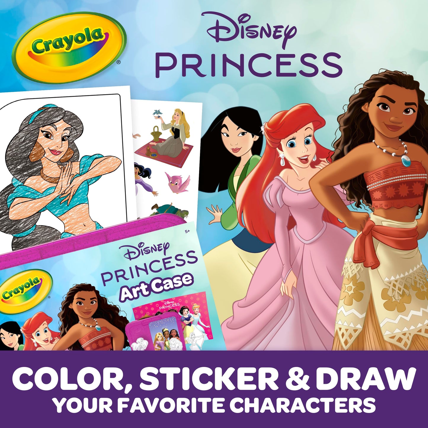Crayola Disney Princess Art Case (75ct) Art Kit for Kids, Art Supplies, Disney Coloring Set, Disney Toys, Gift for Girls & Boys