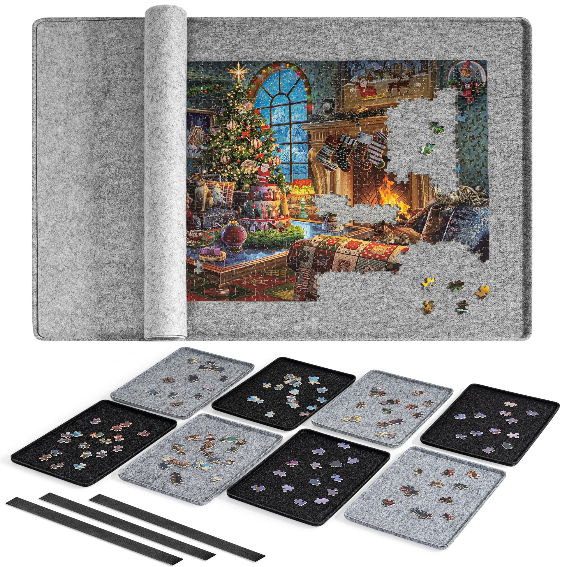 Lavievert Jigsaw Puzzle Board With 8 Sorting Trays & Cover, Portable Puzzle Mat, Lightweight Felt Puzzle Plateau For Adults, Lar