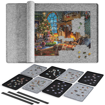 Lavievert Jigsaw Puzzle Board With 8 Sorting Trays & Cover, Portable Puzzle Mat, Lightweight Felt Puzzle Plateau For Adults, Lar