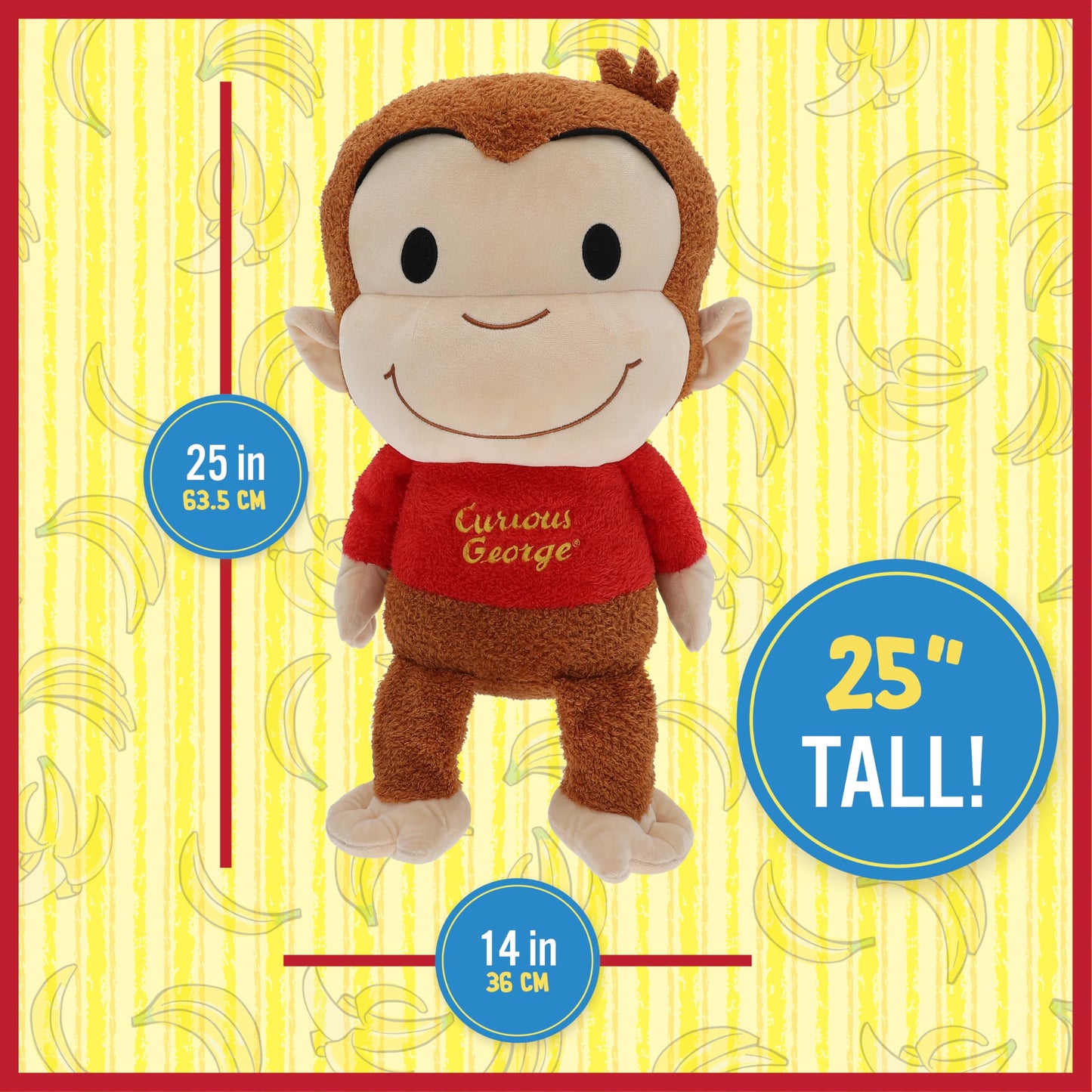 KIDS PREFERRED Curious George Cuteeze Stuffed Animal Plush Toy Monkey - Cute Cuddle Plushie Gift for Baby and Toddler Boys and G