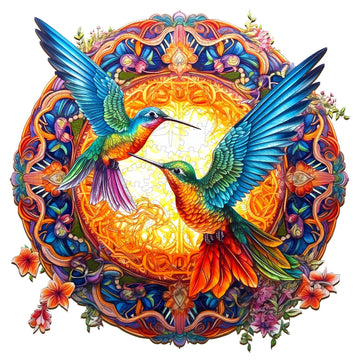 Jigfoxy Wooden Puzzles for mature-themed  Hummingbird Wooden Jigsaw Puzzles  Unique Animal Shape Puzzles  Christmas Thanksgiving Gifts for Family Friend(L-13.8 * 13.8in-300psc)
