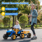 ARBELI 24V Ride On Tractor with Detachable Trailer, 2x65W Motors, Bluetooth, Large, Blue, Model BBH-030