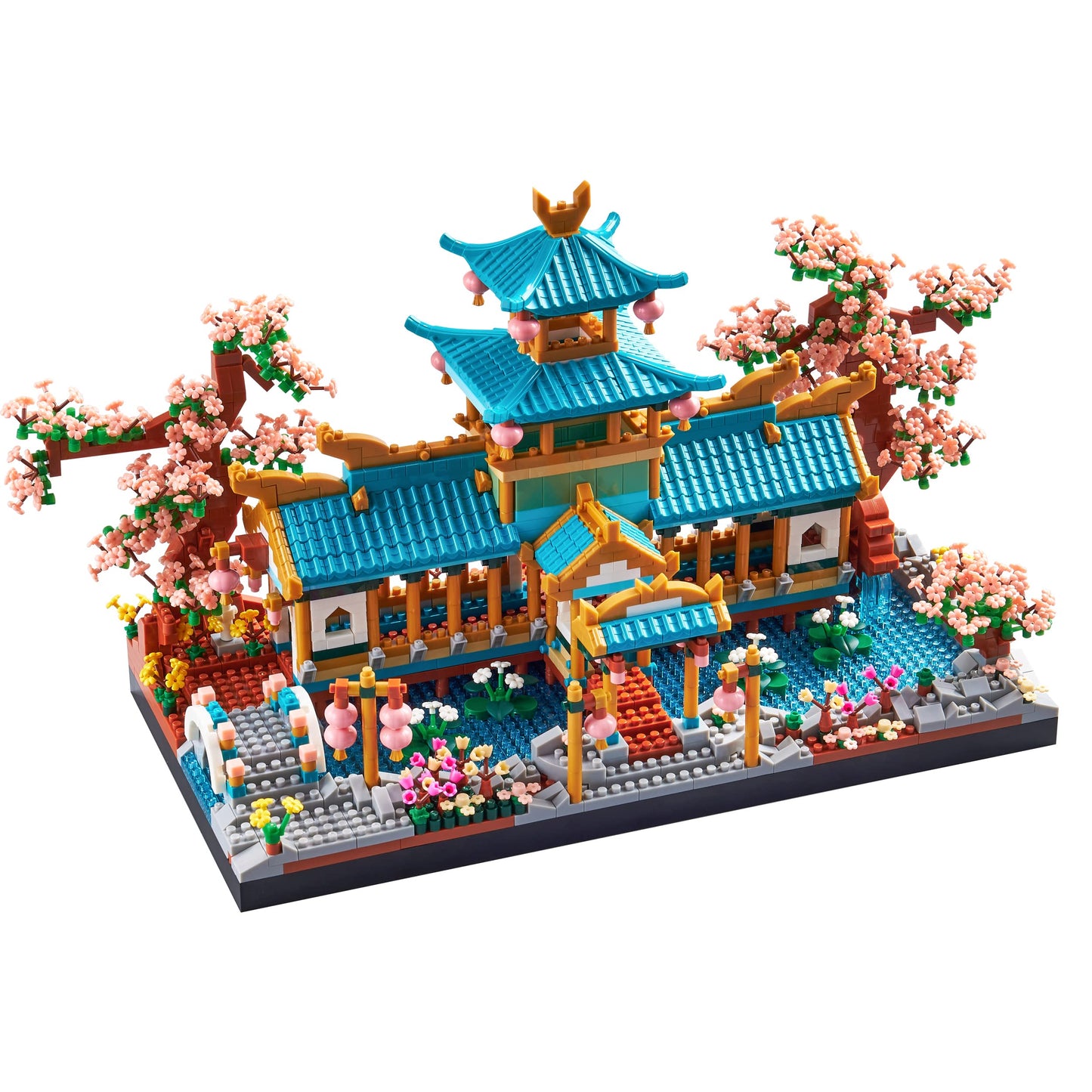 Jxrlmb Chinese Classical Suzhou Gardens Micro Building Blocks Sets With Sakura Cherry Tree Challenging Construction Set For Adults, Home And Office Decoration, Gift For Kids Age Of 14+ 2350 Pcs