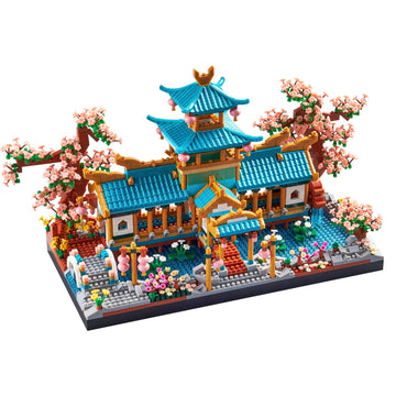 Jxrlmb Chinese Classical Suzhou Gardens Micro Building Blocks Sets With Sakura Cherry Tree Challenging Construction Set For Adults, Home And Office Decoration, Gift For Kids Age Of 14+ 2350 Pcs