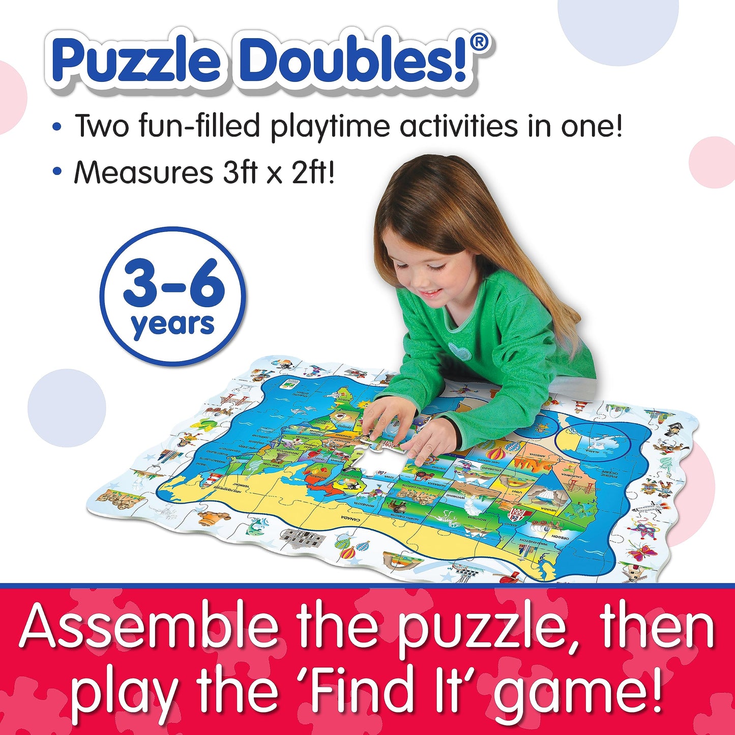 The Learning Journey Puzzle Doubles - Find It! Usa - 50 Piece Puzzle - Toddler Toys & Gifts For Boys & Girls Ages 3 And Up - Award Winning Puzzle (Model: 697368)