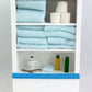 Dollhouse Miniature White Cupboard for Bathroom w/ Accessories