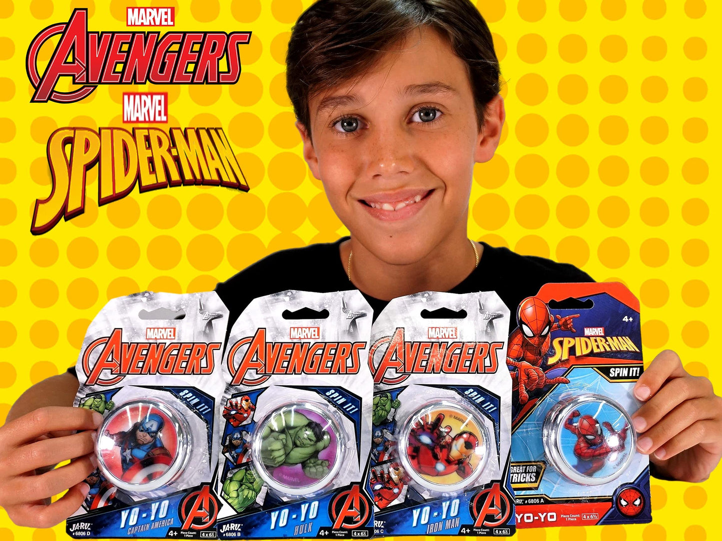 Ja-Ru Marvel Avengers Toys Yoyo Toy (2 Units Spiderman) Fidget Toy Superheroes Spiderman & Hulk Kids Yoyo Beginner String Trick Kids Yo-Yo Game Fidget Toys For Boys Spid-6806-2S