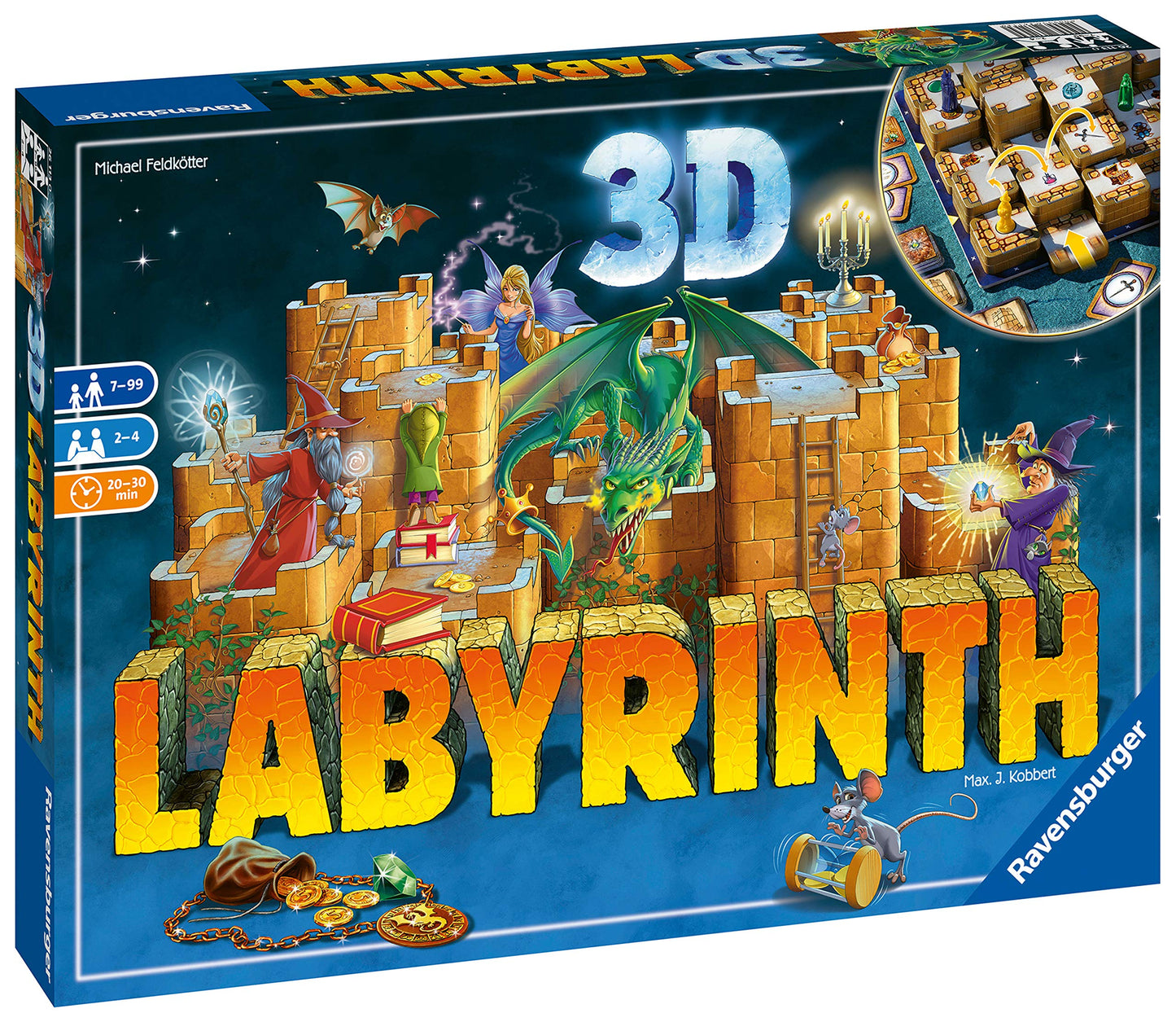 Ravensburger 3D Labyrinth Board Game | Engaging Puzzle for Kids & Adults | Youth Large, Multicolor, Model 26831