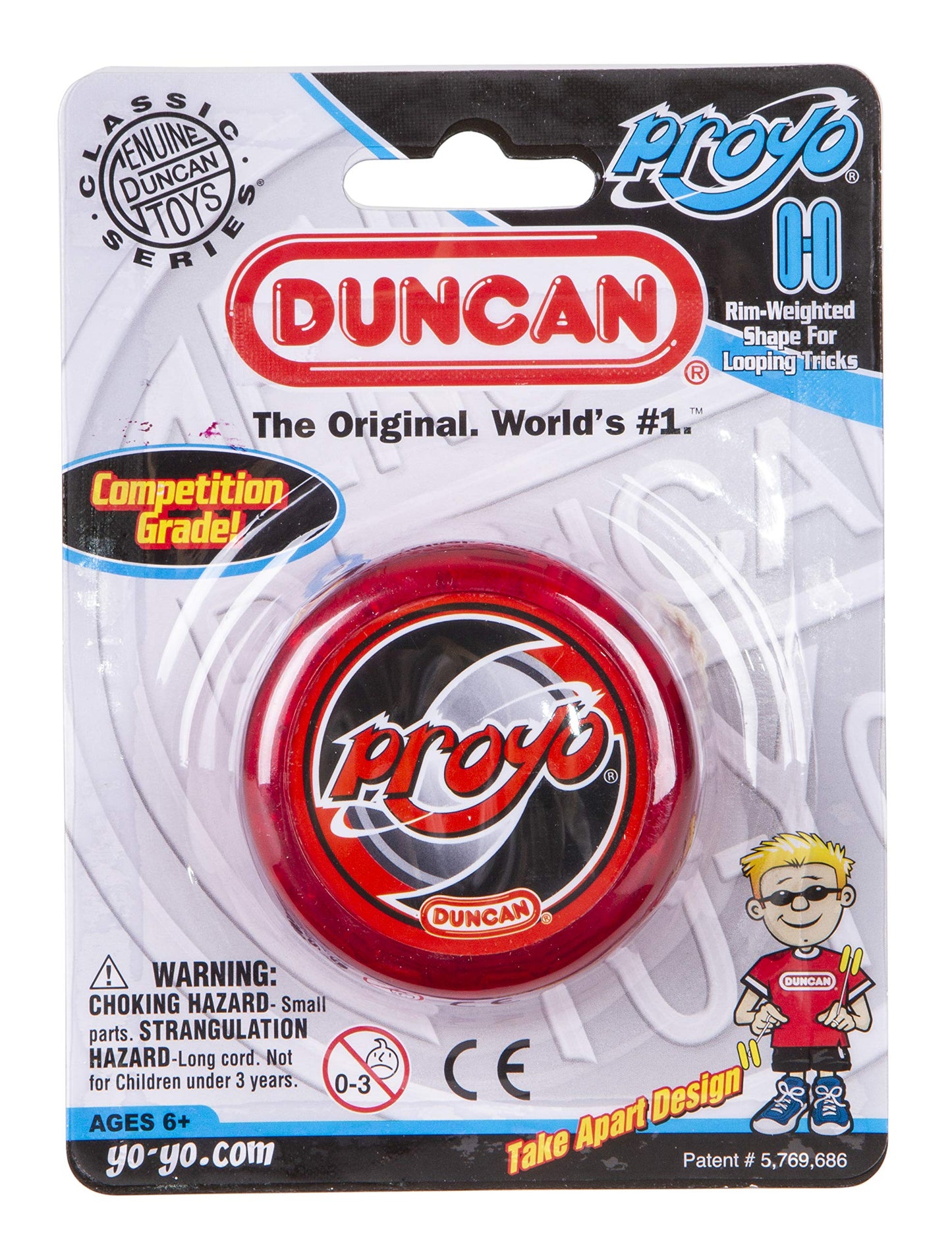Duncan Toys Proyo Looper Yo-Yo, Beginner Yo-Yo With String, Wooden Axle And Plastic Body, Red