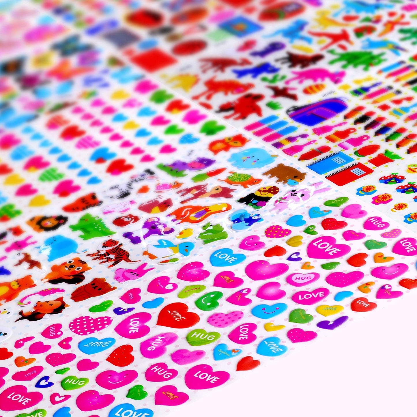 Giraffe Manufacturing 3D Puffy Stickers for Kids - Bulk Pack Toddler Stickers: Cars, Animals & More - Kids Stickers Perfect for