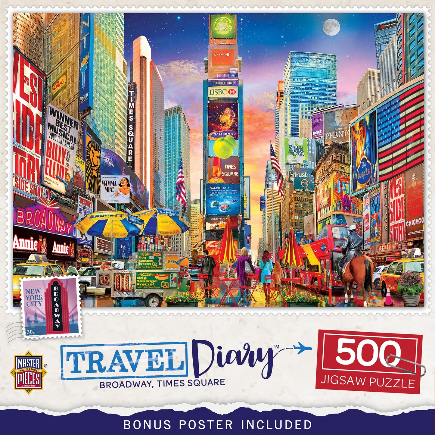 MasterPieces 500 Piece Jigsaw Puzzle - Broadway Times Square NYC Puzzle - 15x21 - mature-themeds & Family - New York City Landmarks