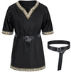 Kids Medieval Costume Boys Viking Tunic Knight Warrior Renaissance Shirts With Belt 8-10 Years Black