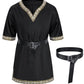 Kids Medieval Costume Boys Viking Tunic Knight Warrior Renaissance Shirts With Belt 10-12 Years Black