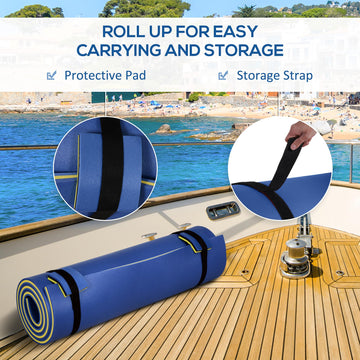 Homcom 10' X 5' Floating Mat, 3-Layer Swimming Pool Floating Water Mat Portable Foam Raft, Thick And Durable Water Activities Mat For Lake, Oceans, Blue
