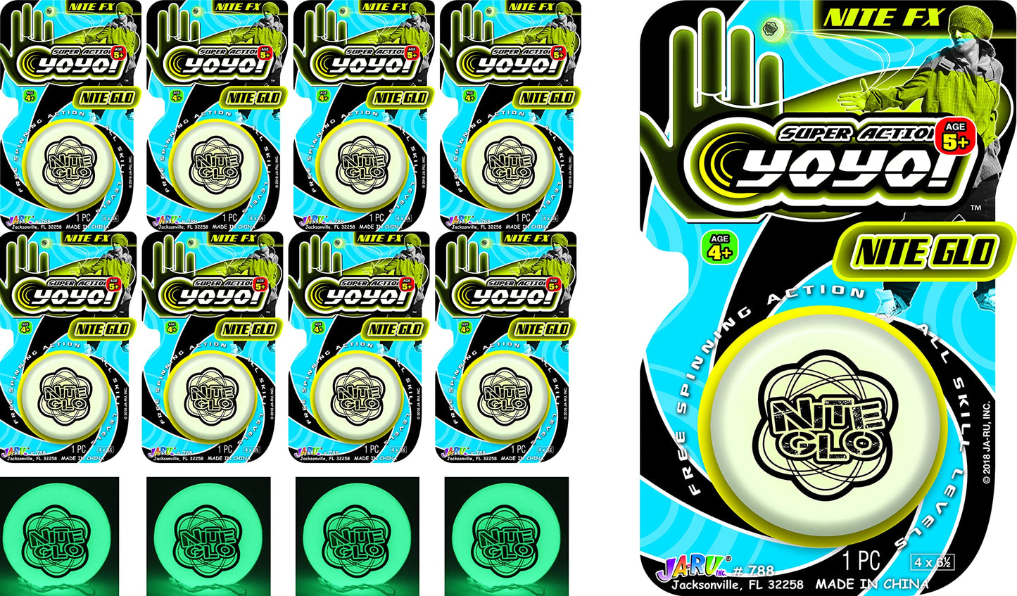JA-RU Glow in The Dark Yoyo (8 Units) Responsive Yo Yo for Kids Fidget Toy Pack. Beginners & Professional Yoyo. 90s Toys Nostalg