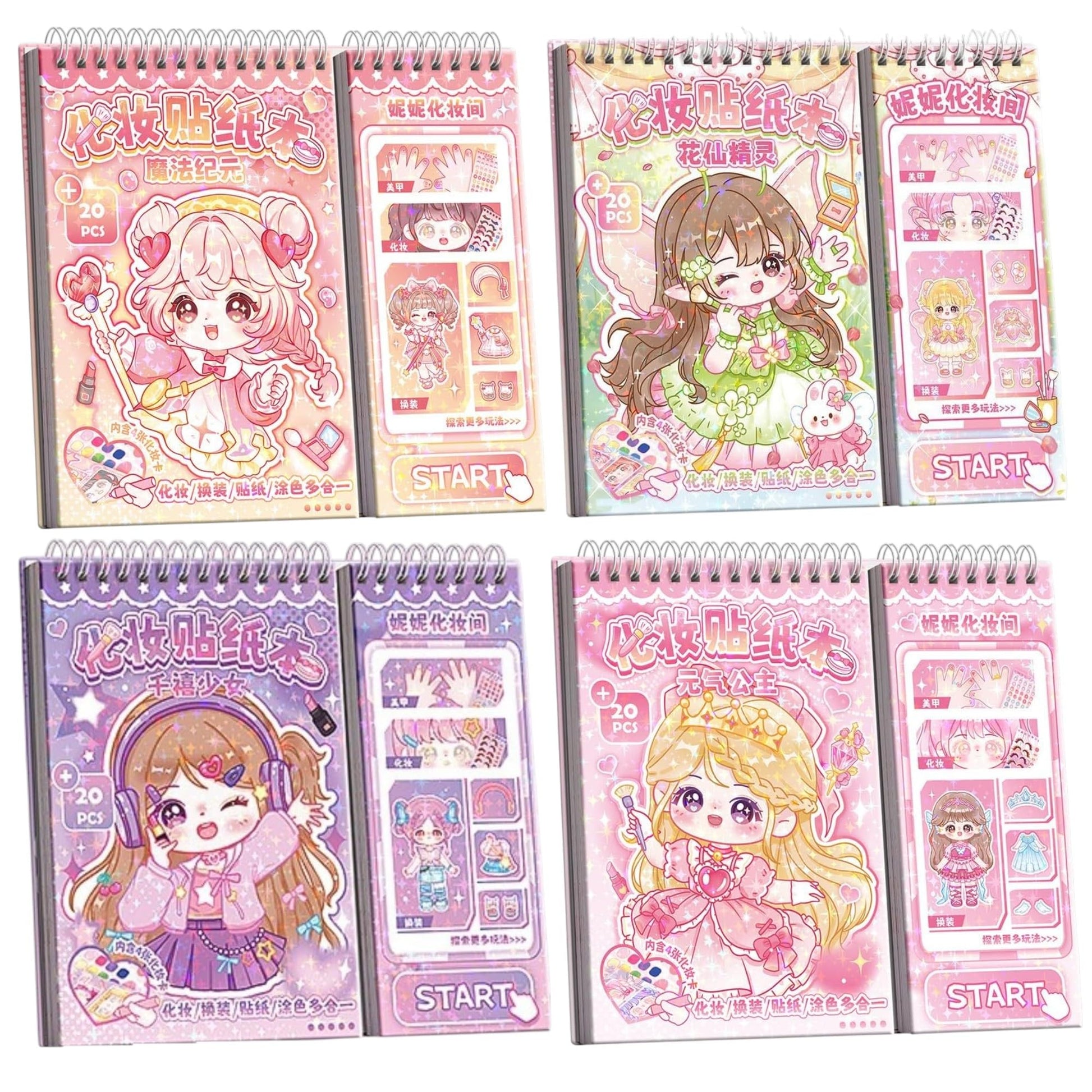 Samvardhan Cute Theme DressUp Sticker Book For Girls Spiral Activity Book With Coloring Cards, Makeup & Headpiece Stickers, Na
