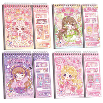 Samvardhan Cute Theme DressUp Sticker Book For Girls Spiral Activity Book With Coloring Cards, Makeup & Headpiece Stickers, Na
