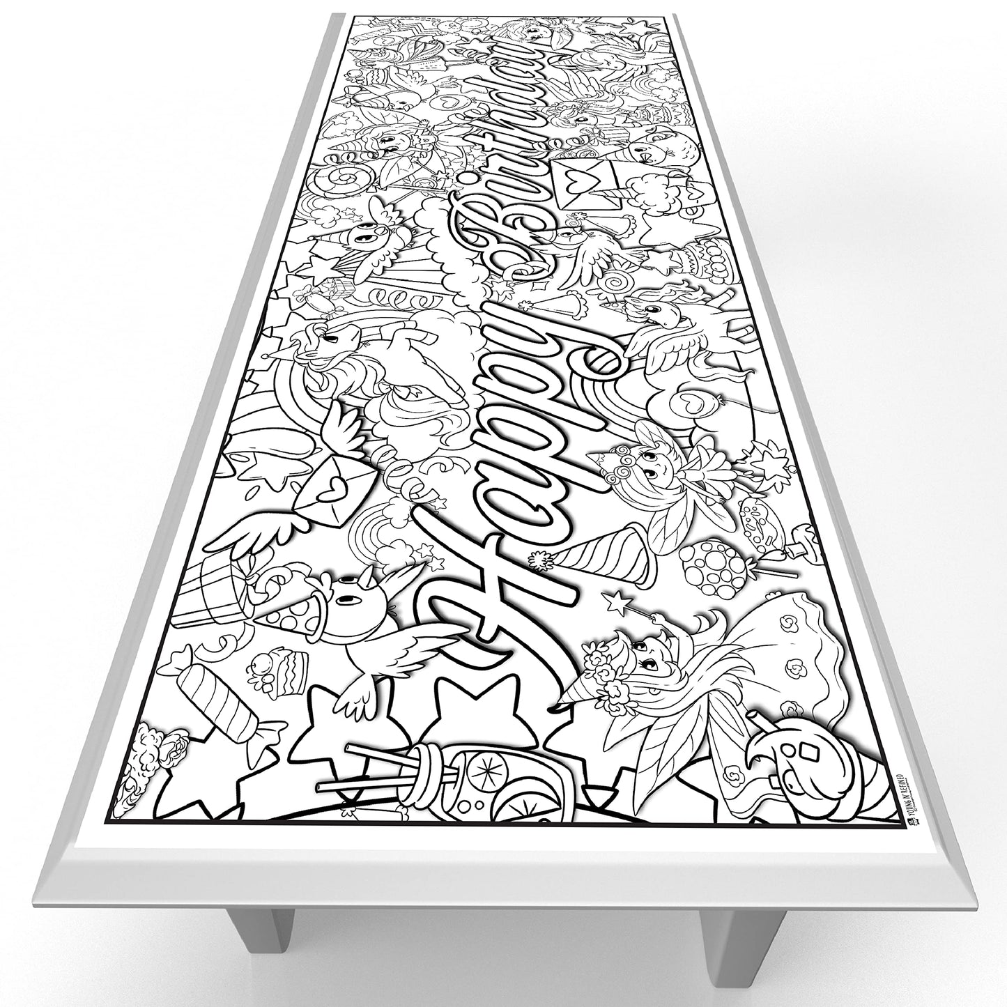 Young N Refined Coloring Table Cloth Birthday Party Activity Page Paper Liner Fairy Princess Unicorns (72x30)