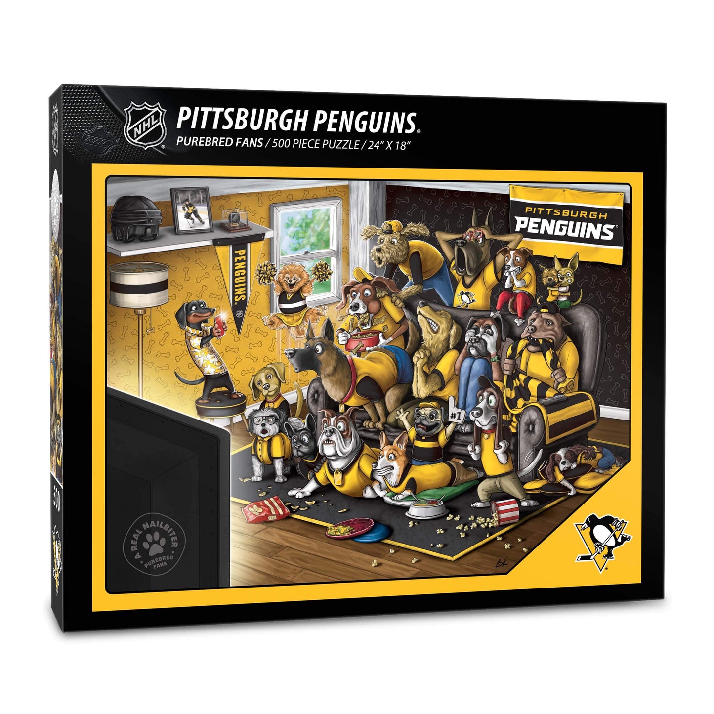 Youthefan Nhl Pittsburgh Penguins Purebred Fans 500Pc Puzzle - A Real Nailbiter