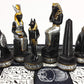 Egyptian Anubis Black and Silver Chess Men Set with Gold Accents - NO Board