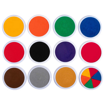 READY 2 LEARN Jumbo Circular Washable Stamp Pads - Craft - Set of 12 Colors - 5.75 dia. - Non-Toxic - Fade Resistant - Ideal Siz