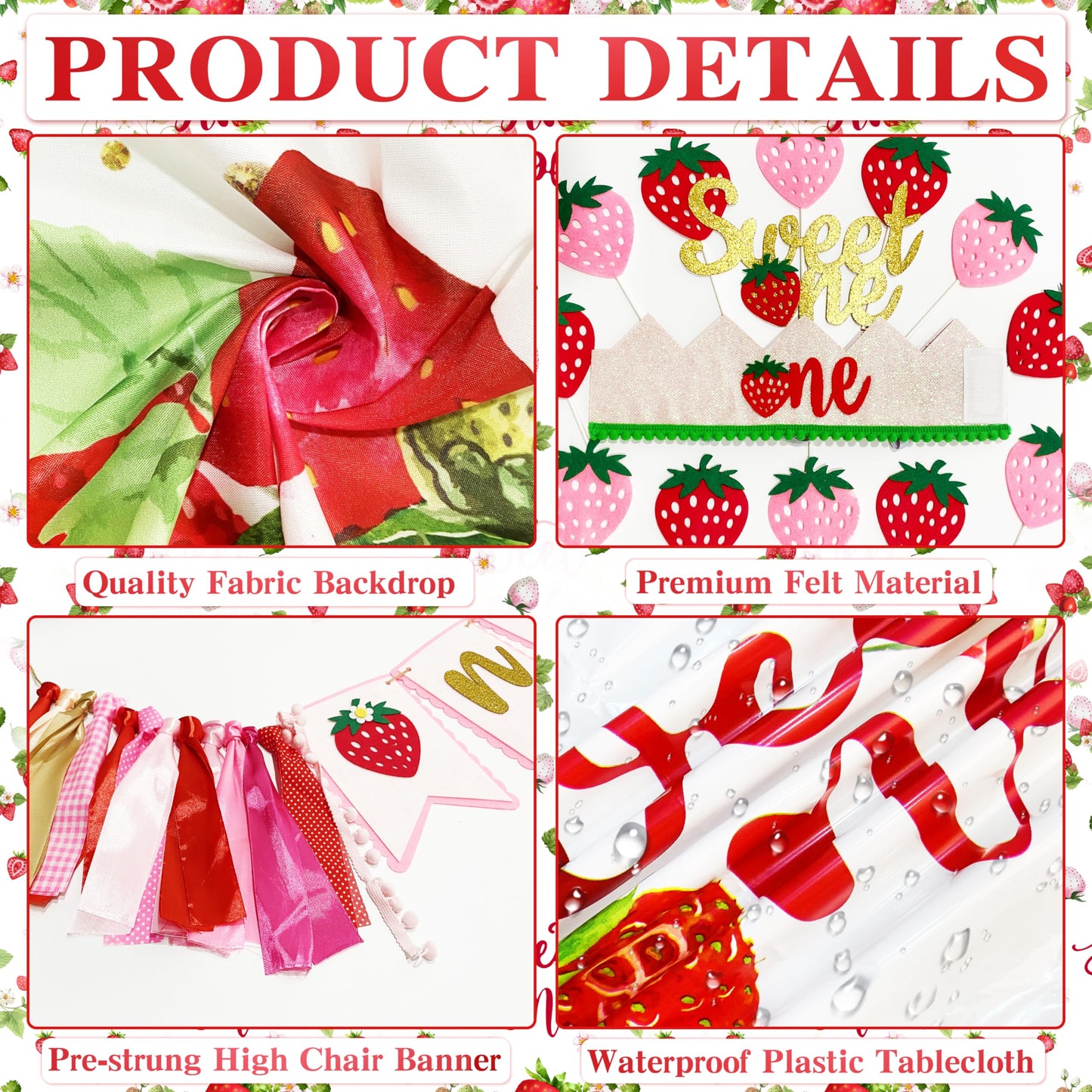 100 Pcs Strawberry 1St Birthday Party Decorations Berry First Birthday Decor For Girls Strawberry Theme Sweet One Birthday Party