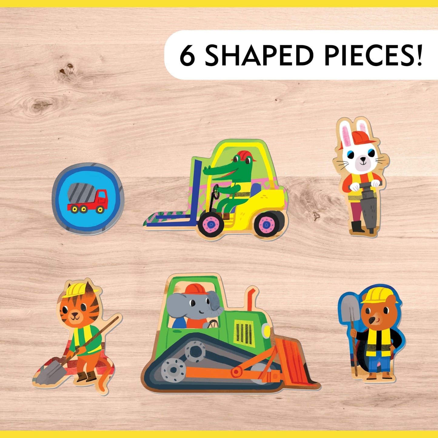 Mudpuppys Construction Site 25 Piece Floor Puzzle, Features 25 Colorful, Oversized Pieces, Includes 6 Special Shaped Pieces of A