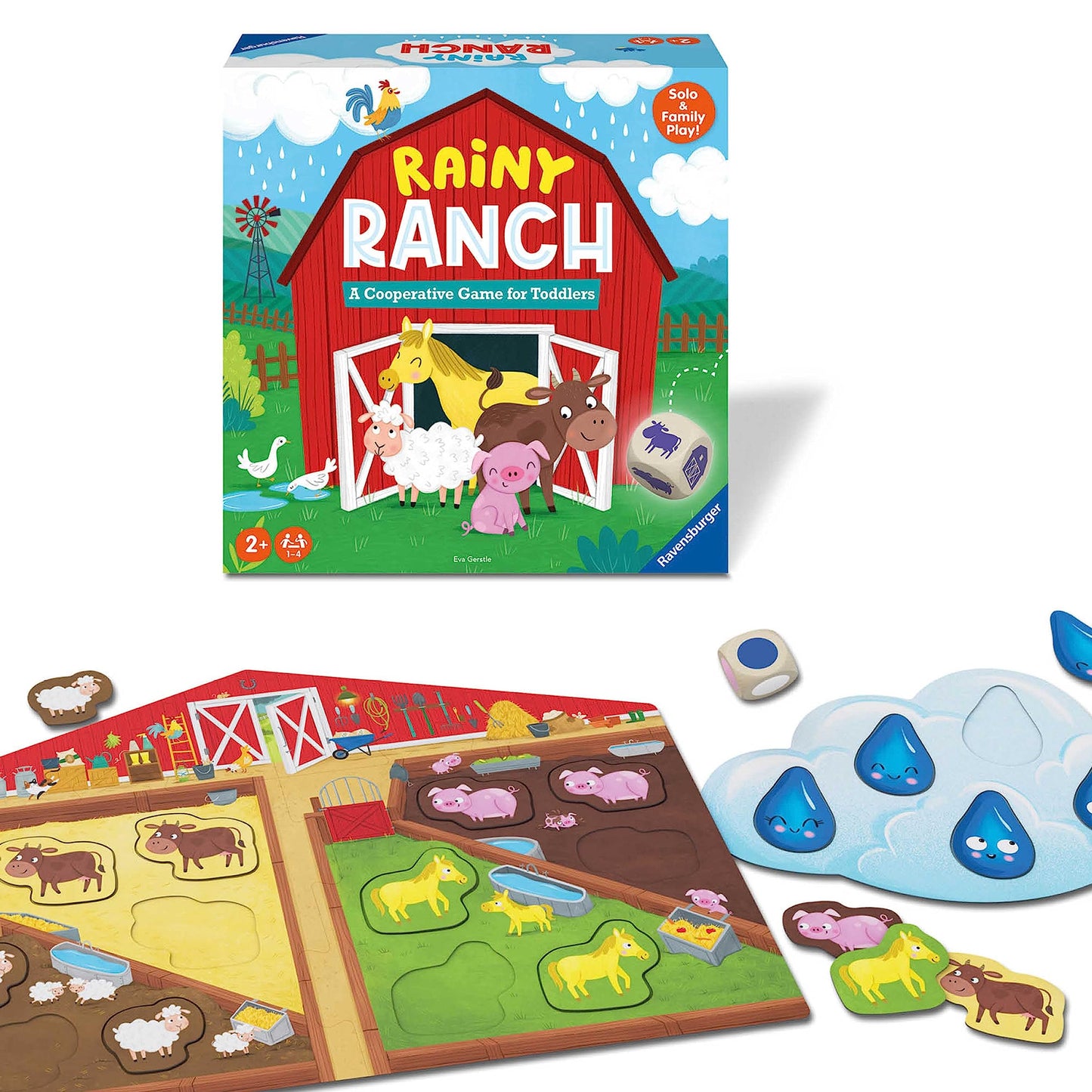 Ravensburger Rainy Ranch Cooperative Game for Toddlers - Cardboard, Skill Development, Imagination, Model 20939