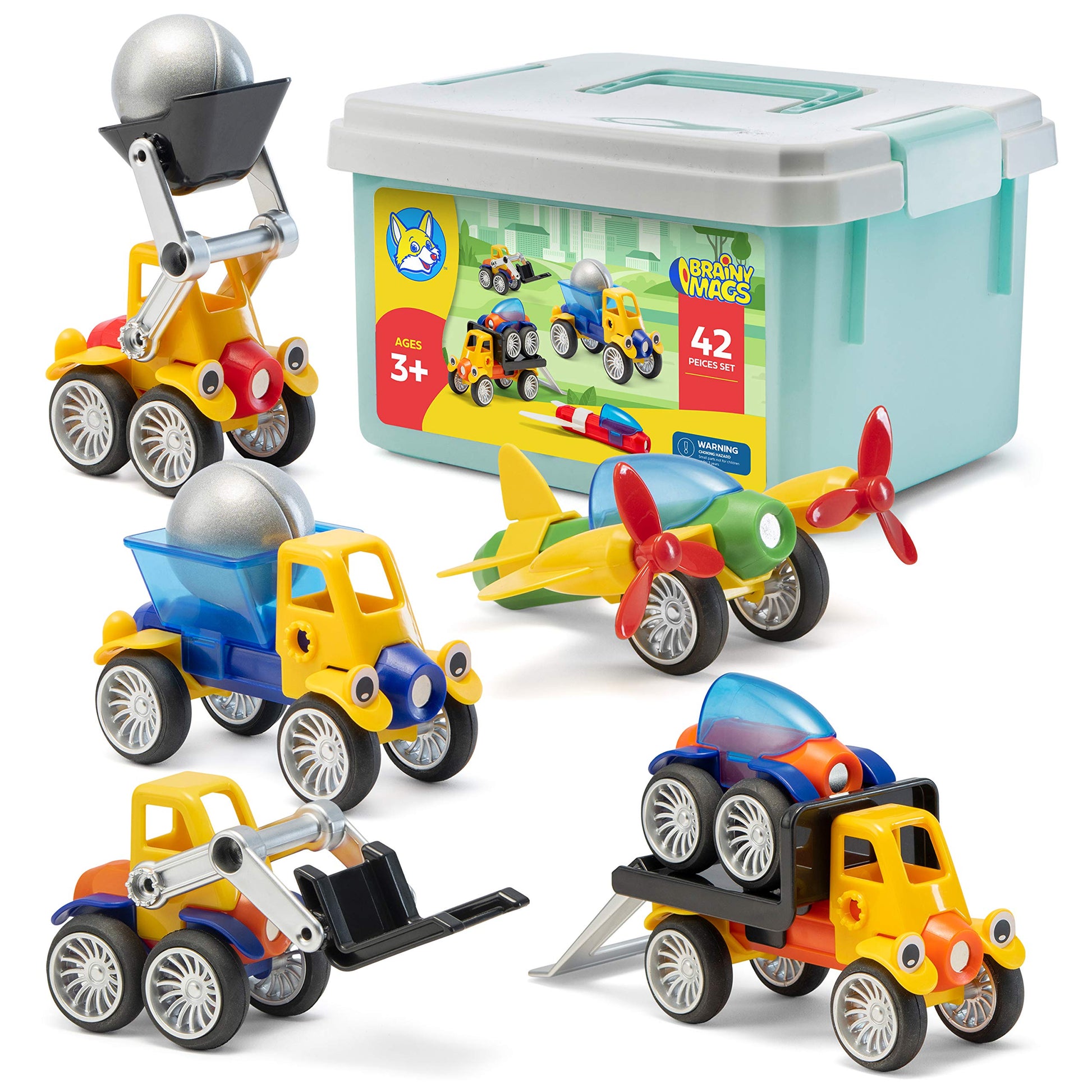 Play Brainy Magnetic Toy Cars Set For Boys And Girls - Brilliant Educational Toys For Toddlers And Preschoolers - Montessori Toy