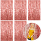 5 Pack Foil Curtain Backdrop Rose Gold Metallic Tinsel Foil Fringe Curtains Photo Booth Props for Birthday Wedding Engagement Ba