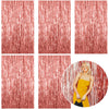 5 Pack Foil Curtain Backdrop Rose Gold Metallic Tinsel Foil Fringe Curtains Photo Booth Props for Birthday Wedding Engagement Ba